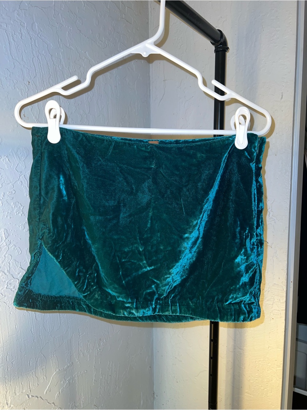 Free People Teal Velvet Mini Skirt